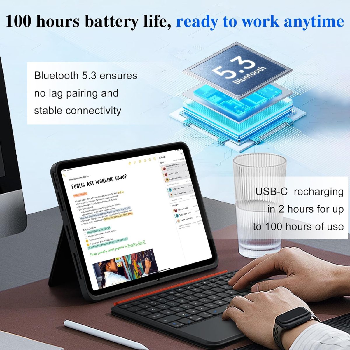 iPad 11th Gen Magnetic Keyboard Case with Long time battery backup