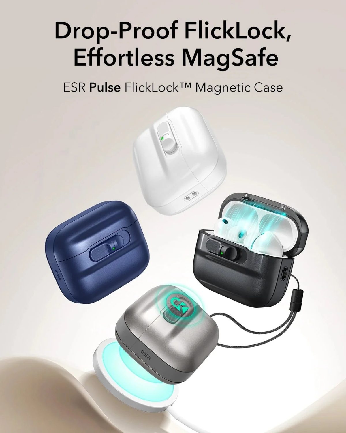 Pulse FlickLock Magnetic Case for AirPods Pro 3 with secure latch and MagSafe support