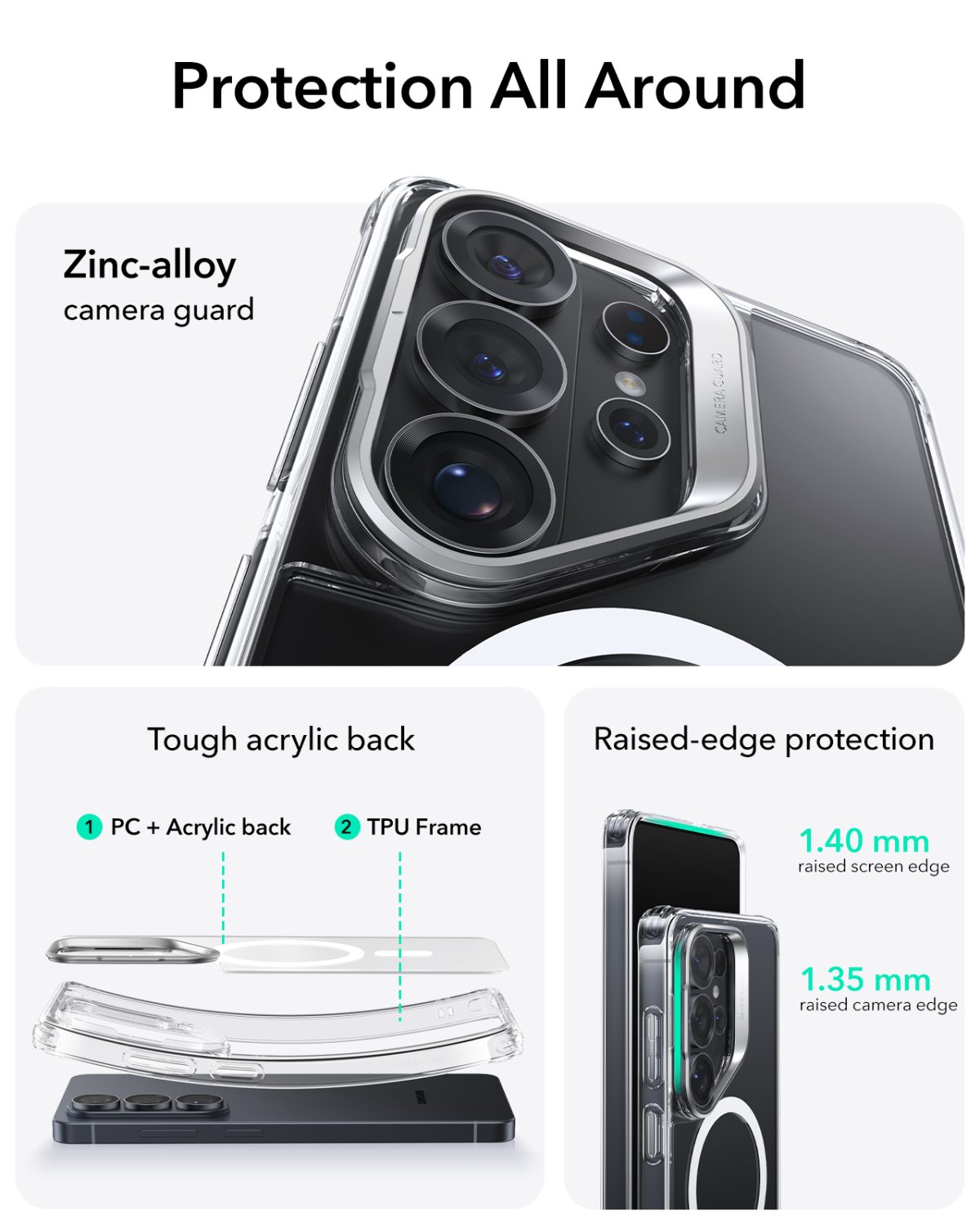 ESR Classic Hybrid Case For Samsung Galaxy S26 Series with MagSafe - Clear