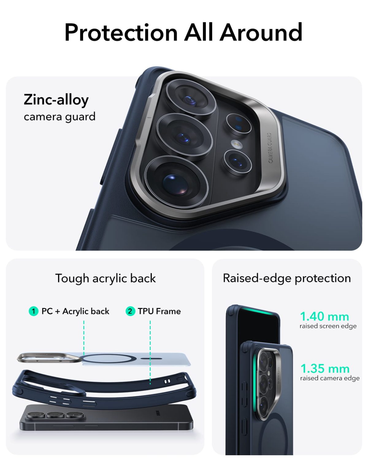 ESR Stash Stand Case For Samsung Galaxy S26 Series | MagSafe | Stash Stand | Military Protection - Frosted Blue - Image 6