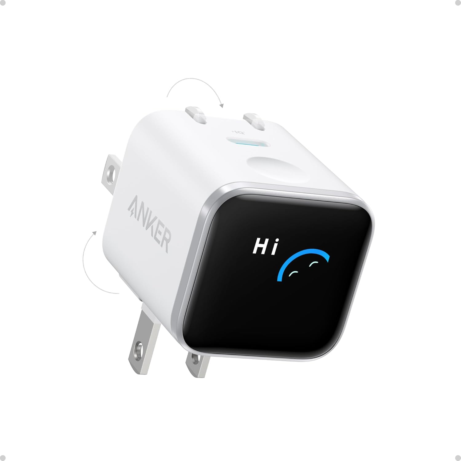 Anker Nano 45W USB-C Wall Charger with Smart Display- White
