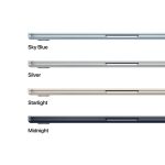 MacBook Air M5 in four colours — Sky Blue, Silver, Starlight and Midnight