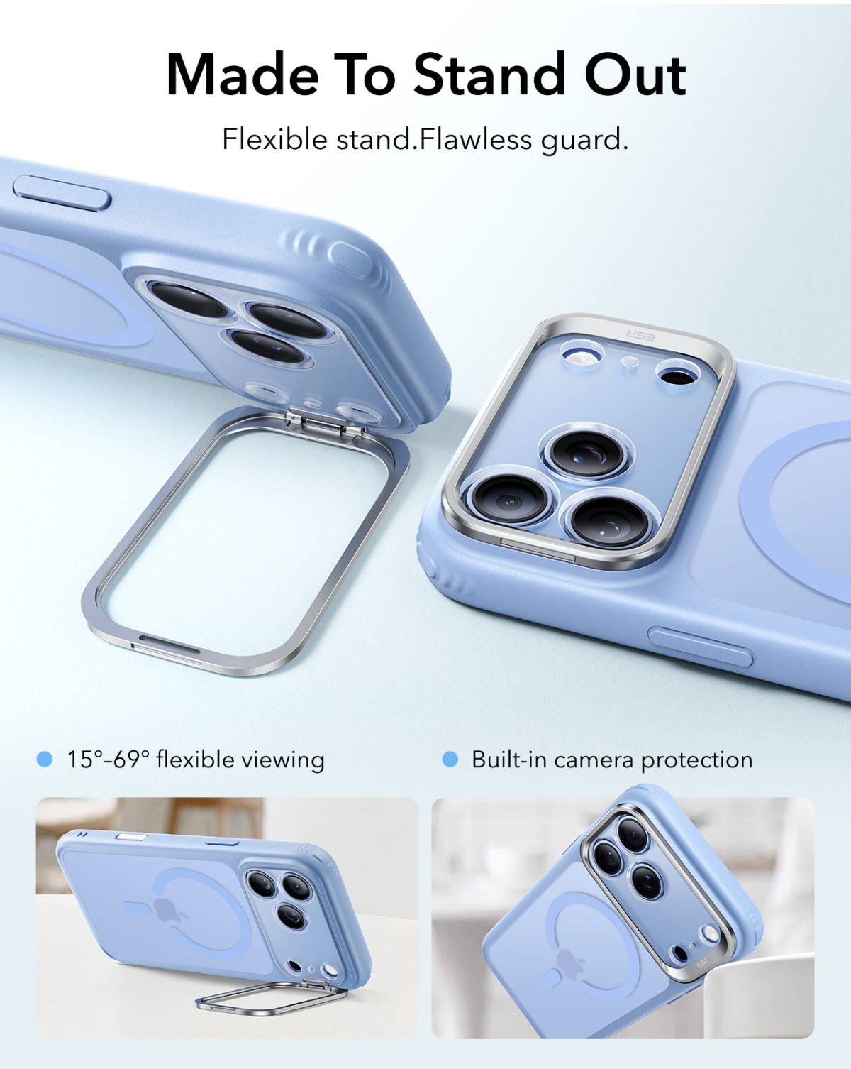 ESR iPhone 18 & 17 Series Classic Flex Stand Case Light Blue