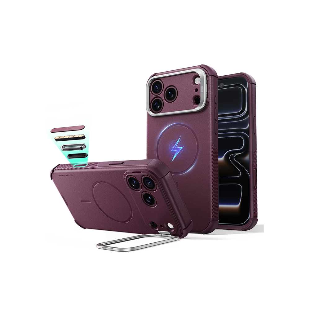 ESR iPhone 18/17 Series Cyber Tough Flex Stand Case Deep Burgundy