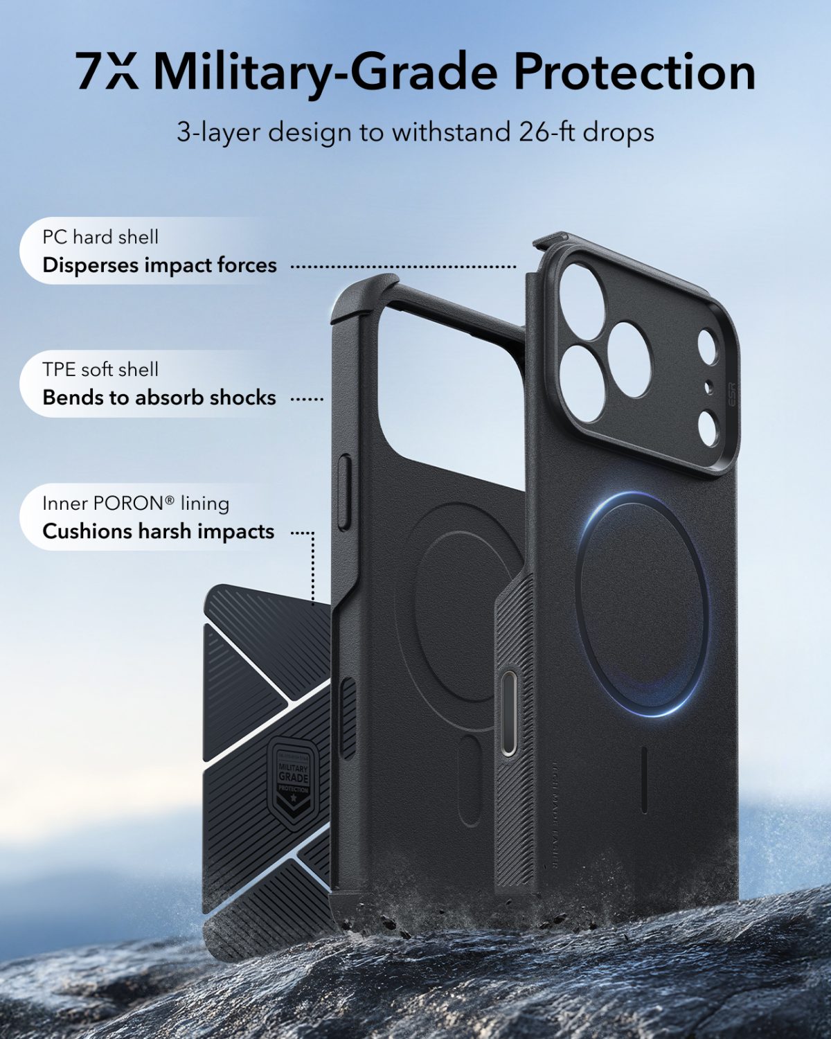 ESR Cyber Tough iPhone 18 & 17 Series Magnetic Case Black