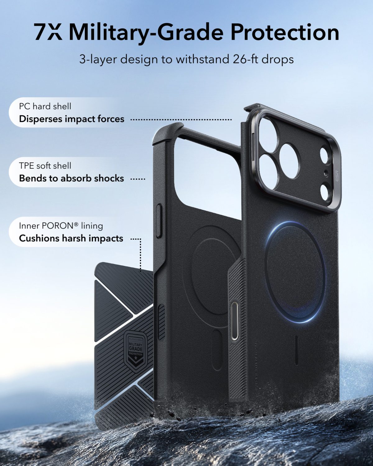 ESR Cyber Tough iPhone 18 & 17 Series Magnetic Case Black