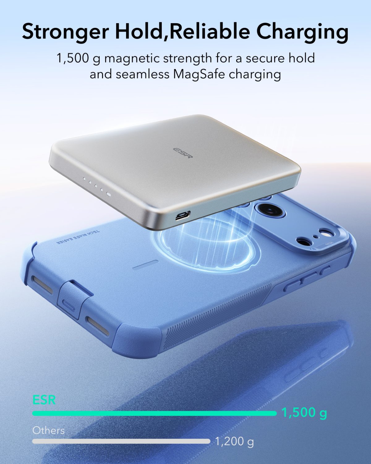 ESR iPhone 18, 17 Series Cyber Tough Flex Stand Case Light Blue
