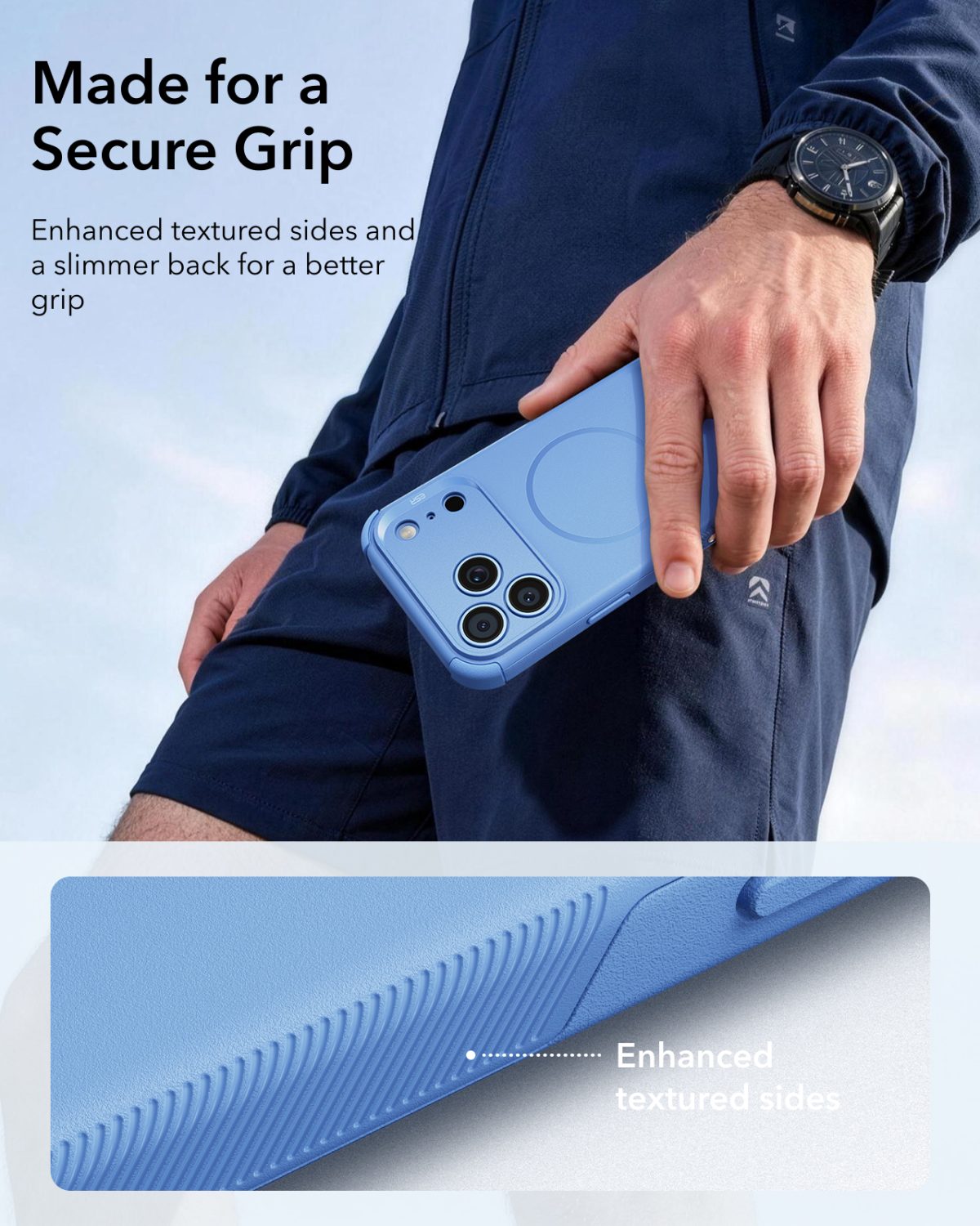 ESR iPhone 18, 17 Series Cyber Tough Flex Stand Case Light Blue