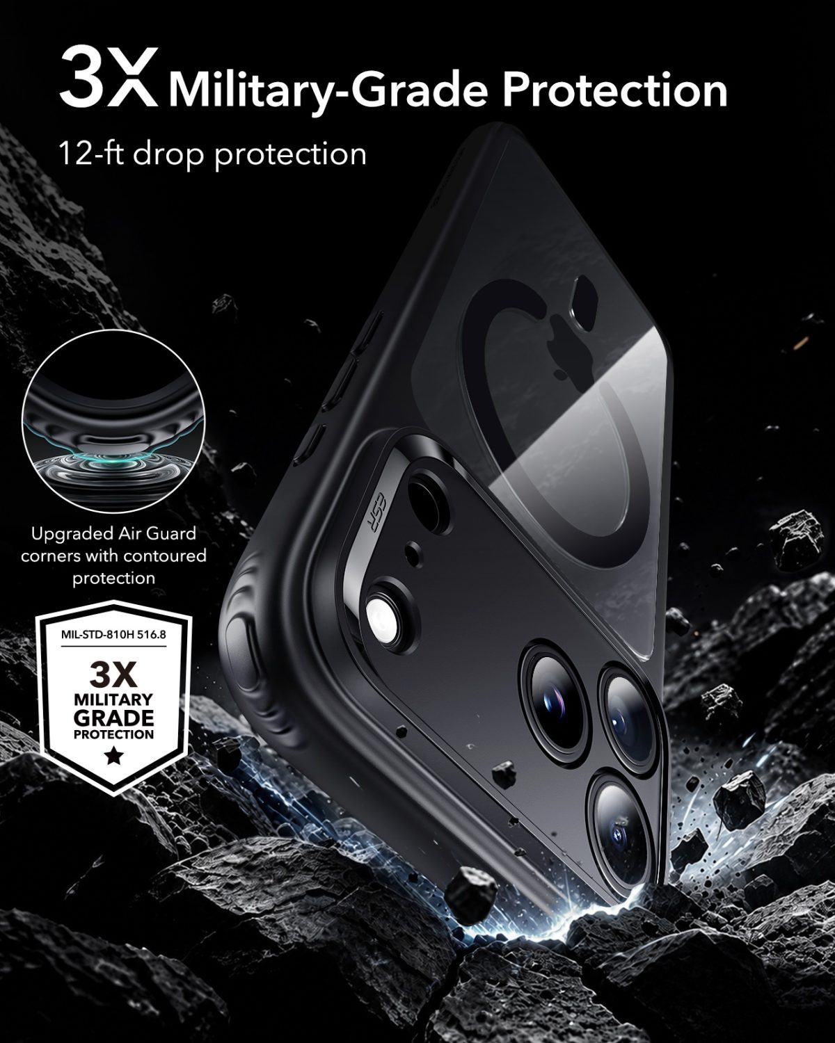 ESR iPhone 18/17 Series Classic Hybrid Case with Camera Control Button (Clear Black) - Image 5
