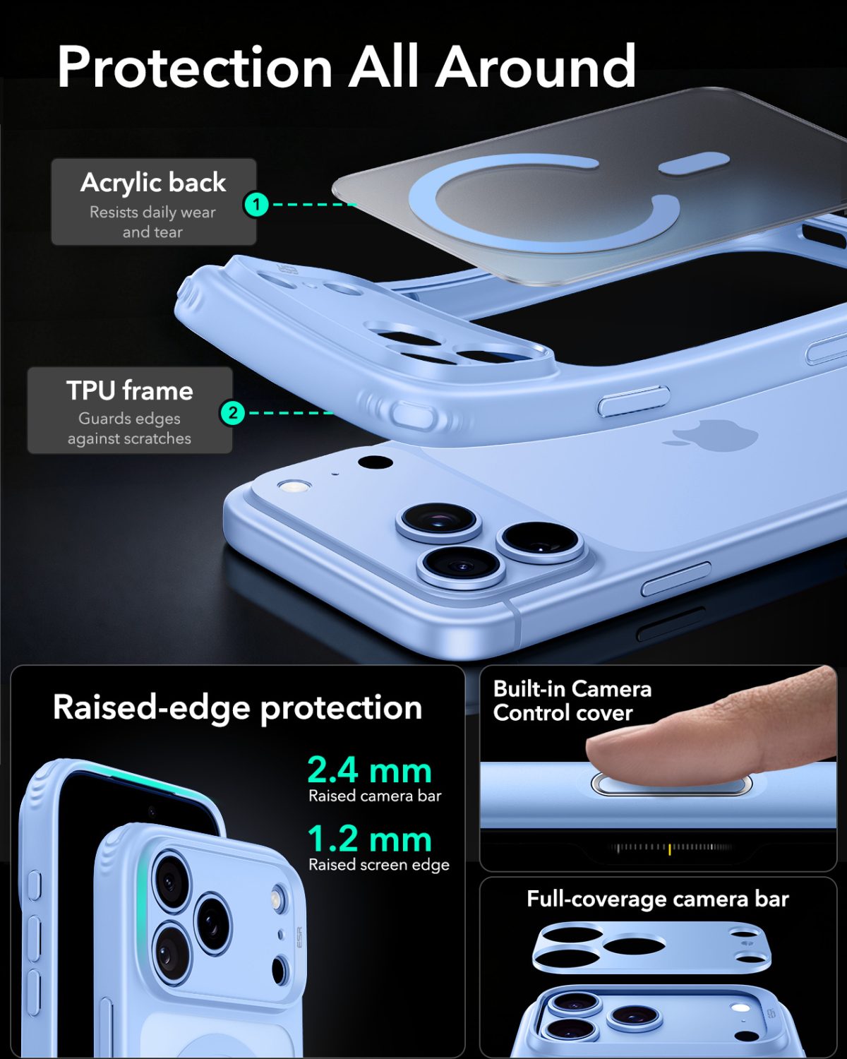ESR iPhone 18/17 Series Classic Hybrid Case (Frosted Light Blue)