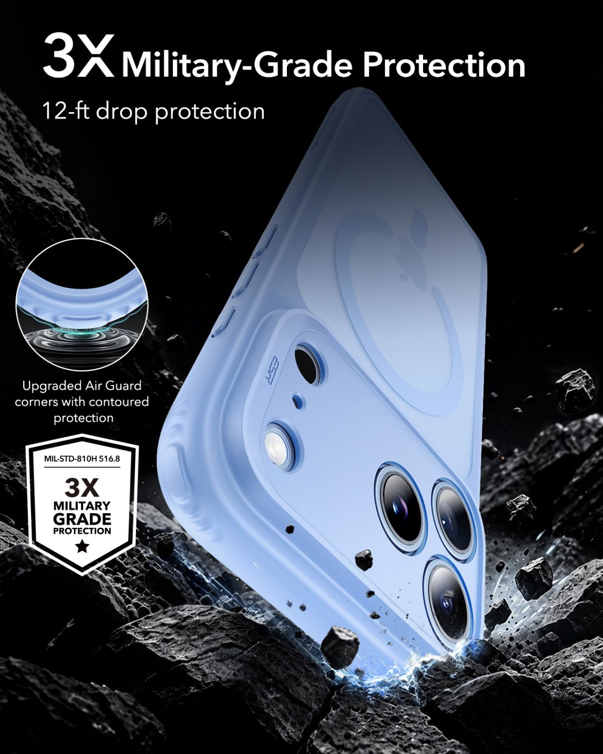 ESR iPhone 18/17 Series Classic Hybrid Case (Frosted Light Blue)