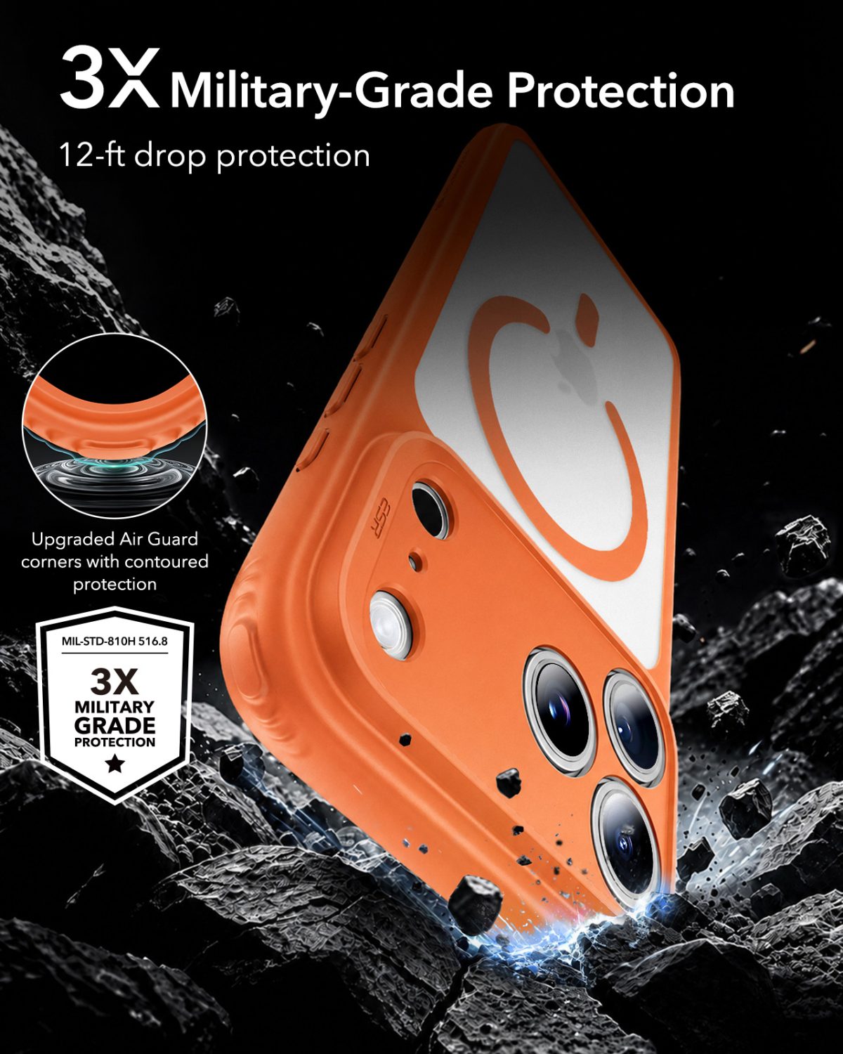 ESR iPhone 18/17 Series Classic Hybrid Case with Camera Control Button (Frosted Orange) - Image 3
