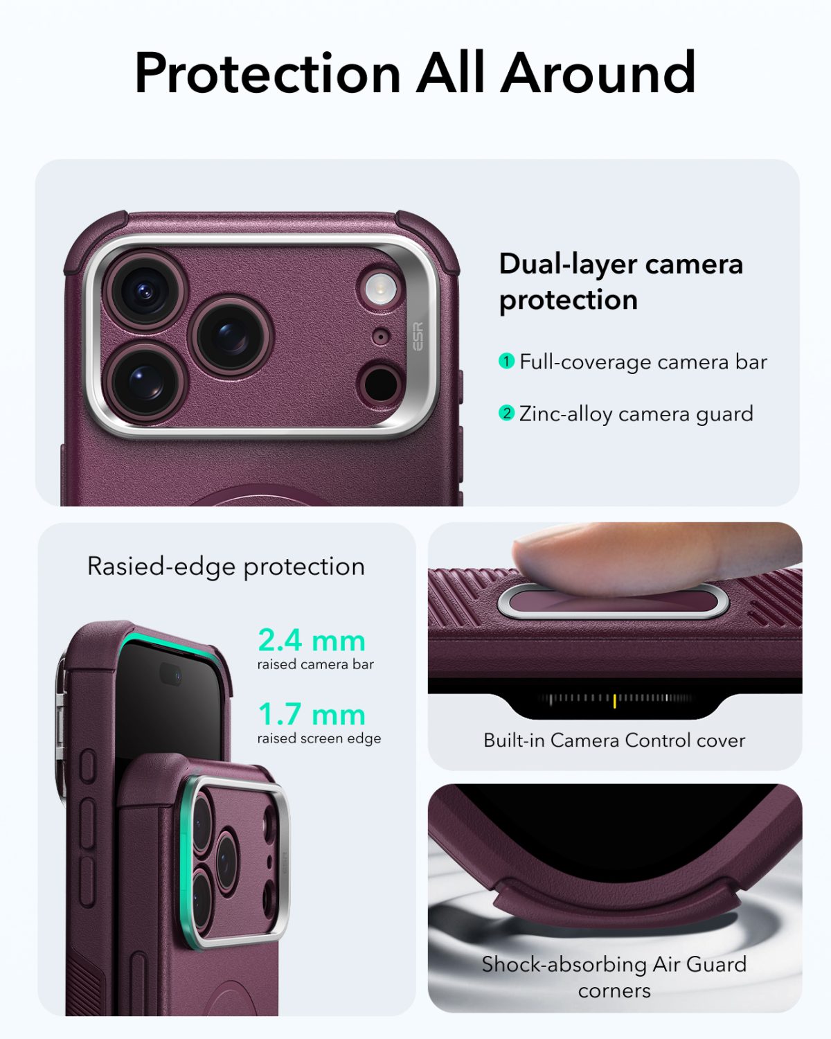 ESR iPhone 1817 Series Cyber Tough Flex Stand Case Deep Burgundy