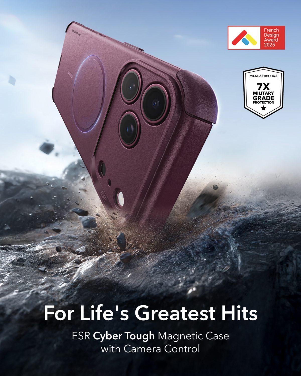 ESR iPhone 1817 Series Cyber Tough Flex Stand Case Deep Burgundy