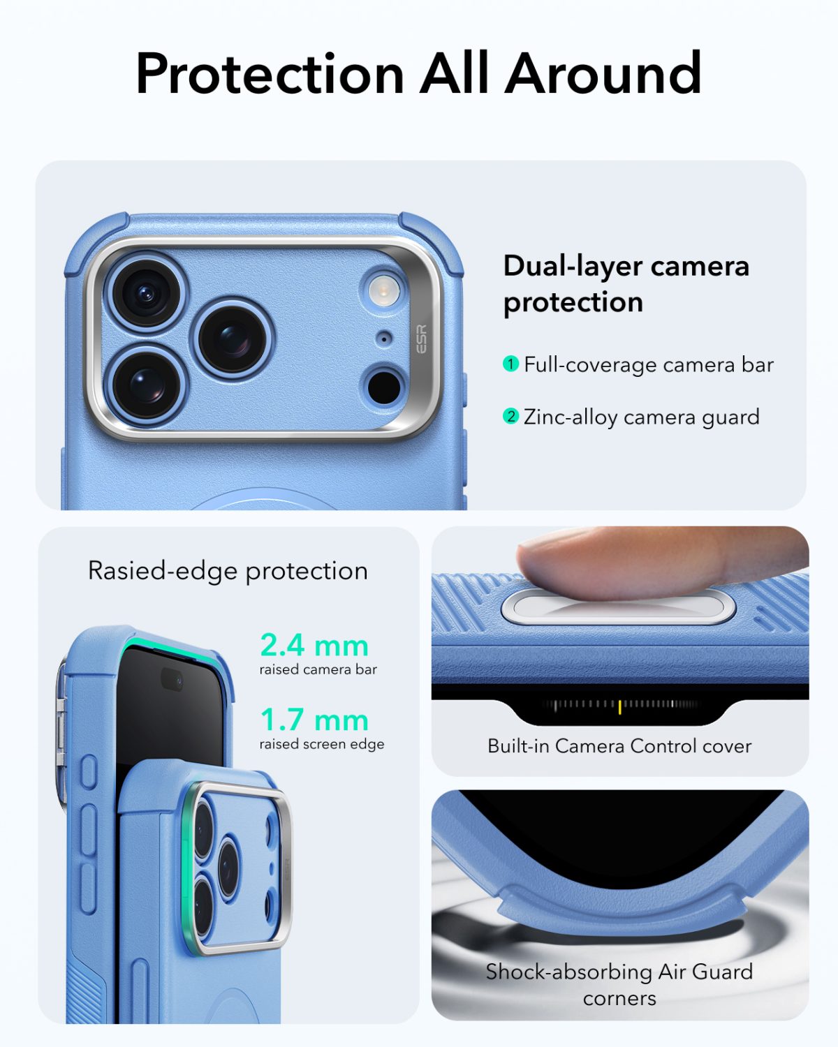 ESR iPhone 1817 Series Cyber Tough Flex Stand Case Light Blue
