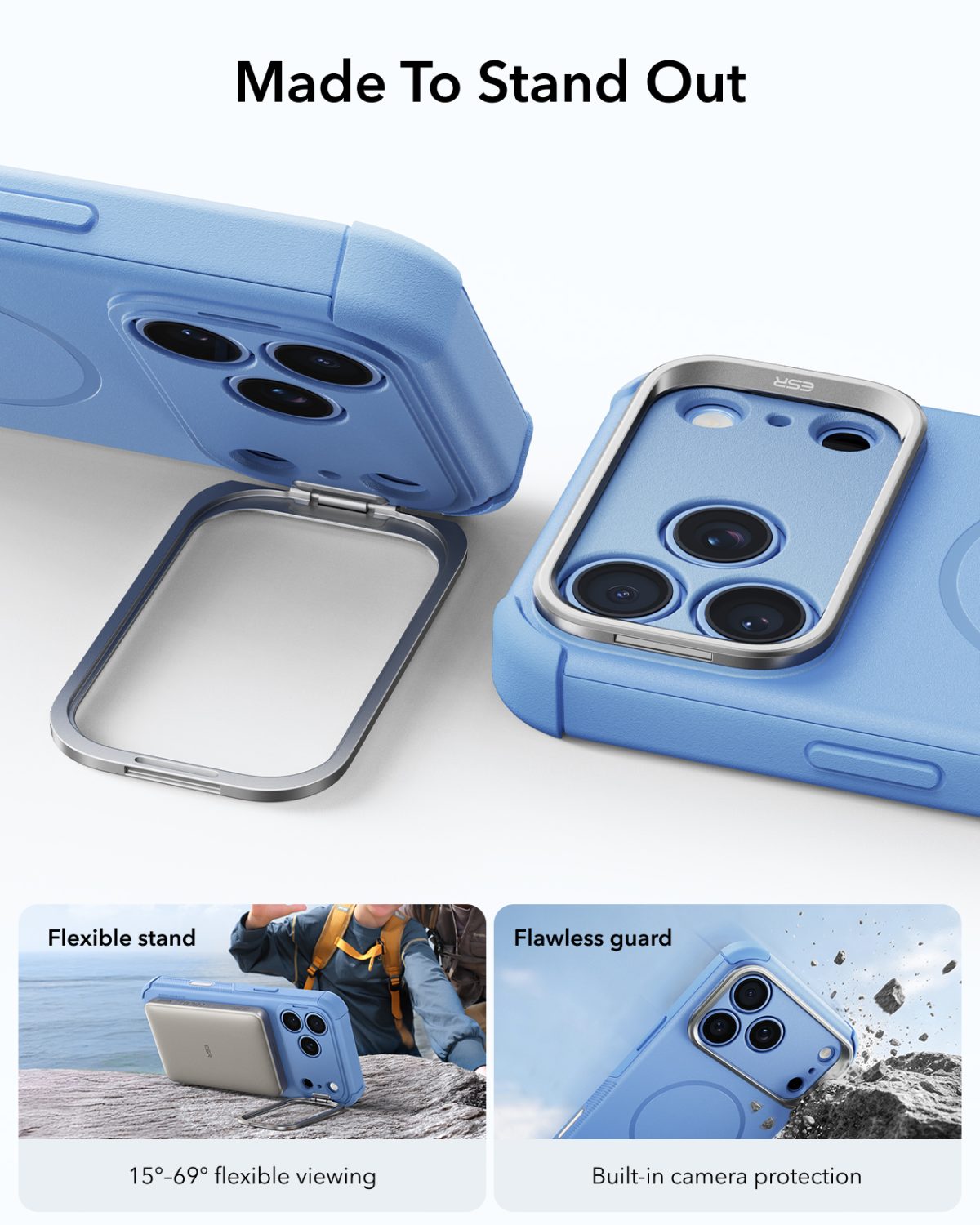 ESR iPhone 1817 Series Cyber Tough Flex Stand Case Light Blue