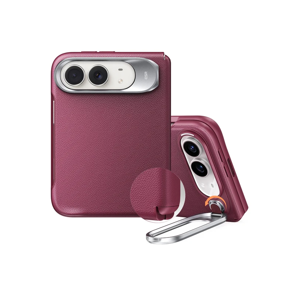 ESR iPhone Duo Atelier Magnetic Case with Flex Stand Deep Burgundy